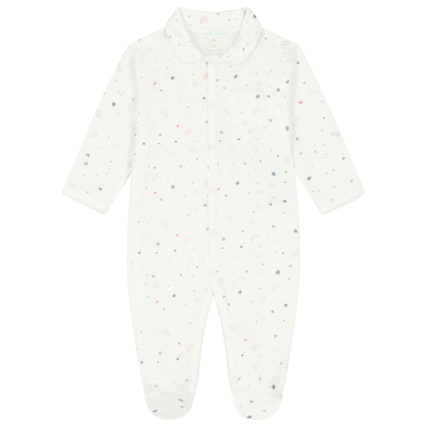 Baby Boy White & Blue Babygrow, 1, hi-res image number null