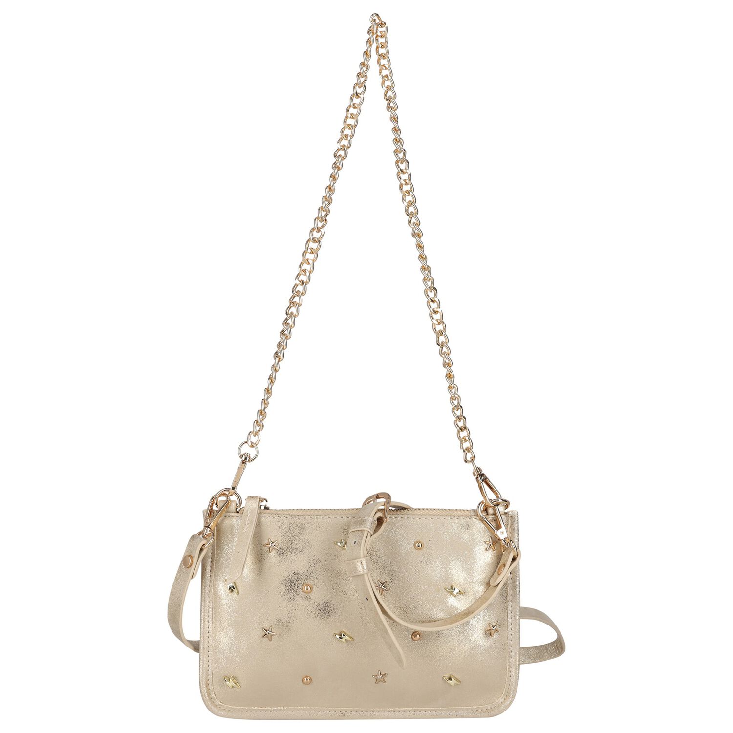 Girls Gold Studded Handbag, 2, hi-res