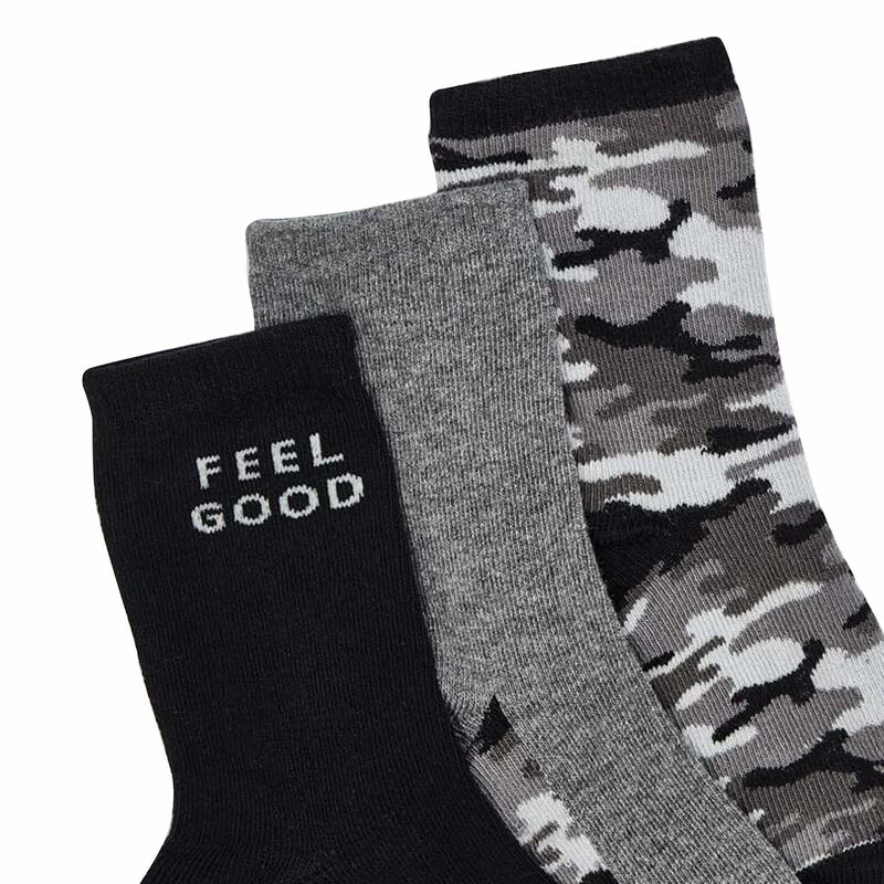 Boys Black & Grey Socks (3 Pack), 1, hi-res image number null