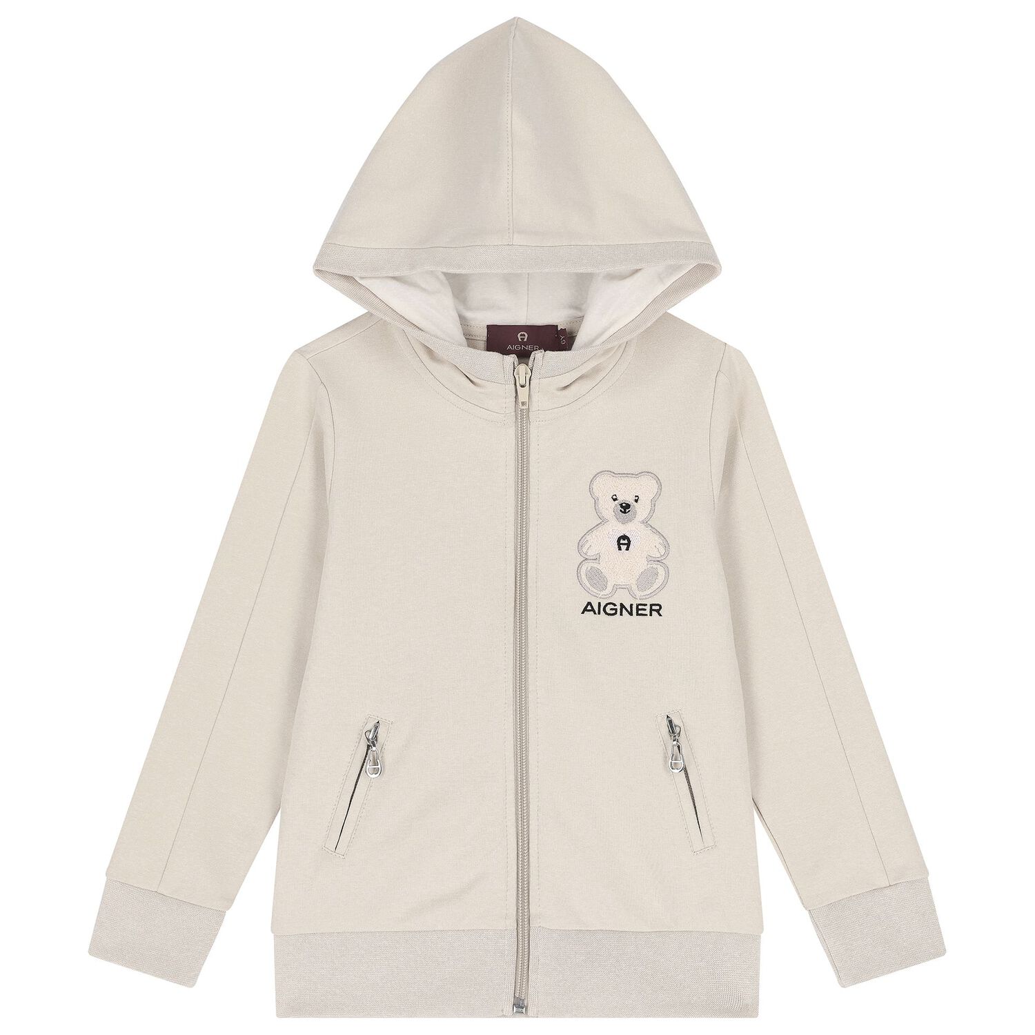 Girls Beige Teddy Bear Logo Tracksuit, 1, hi-res