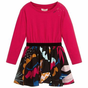 Girls Pink Long Sleeved Dress