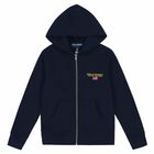 Older Boys Navy Logo Zip Up Top, 1, hi-res