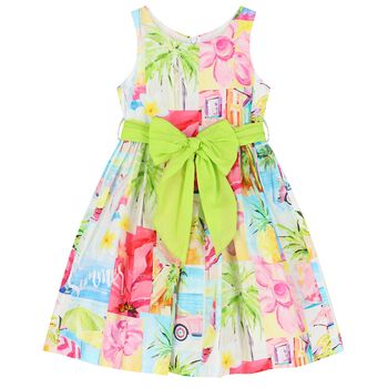 Girls Multi-Colored Bow Dress