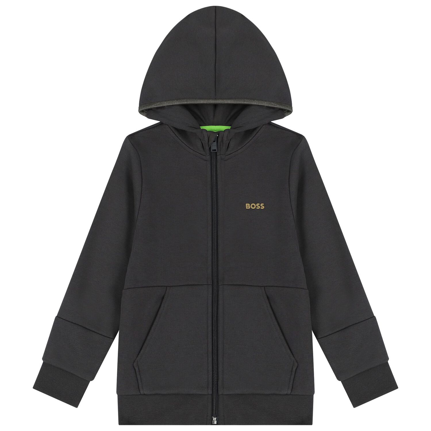 Boys Grey Logo Hooded Zip Up Top, 1, hi-res image number null