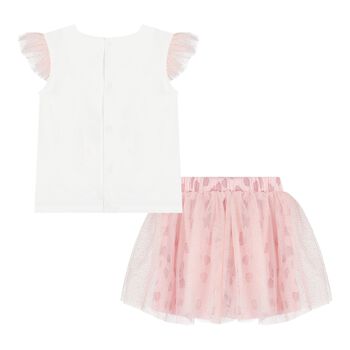 Baby Girls White & Pink Tulle Skirt Set