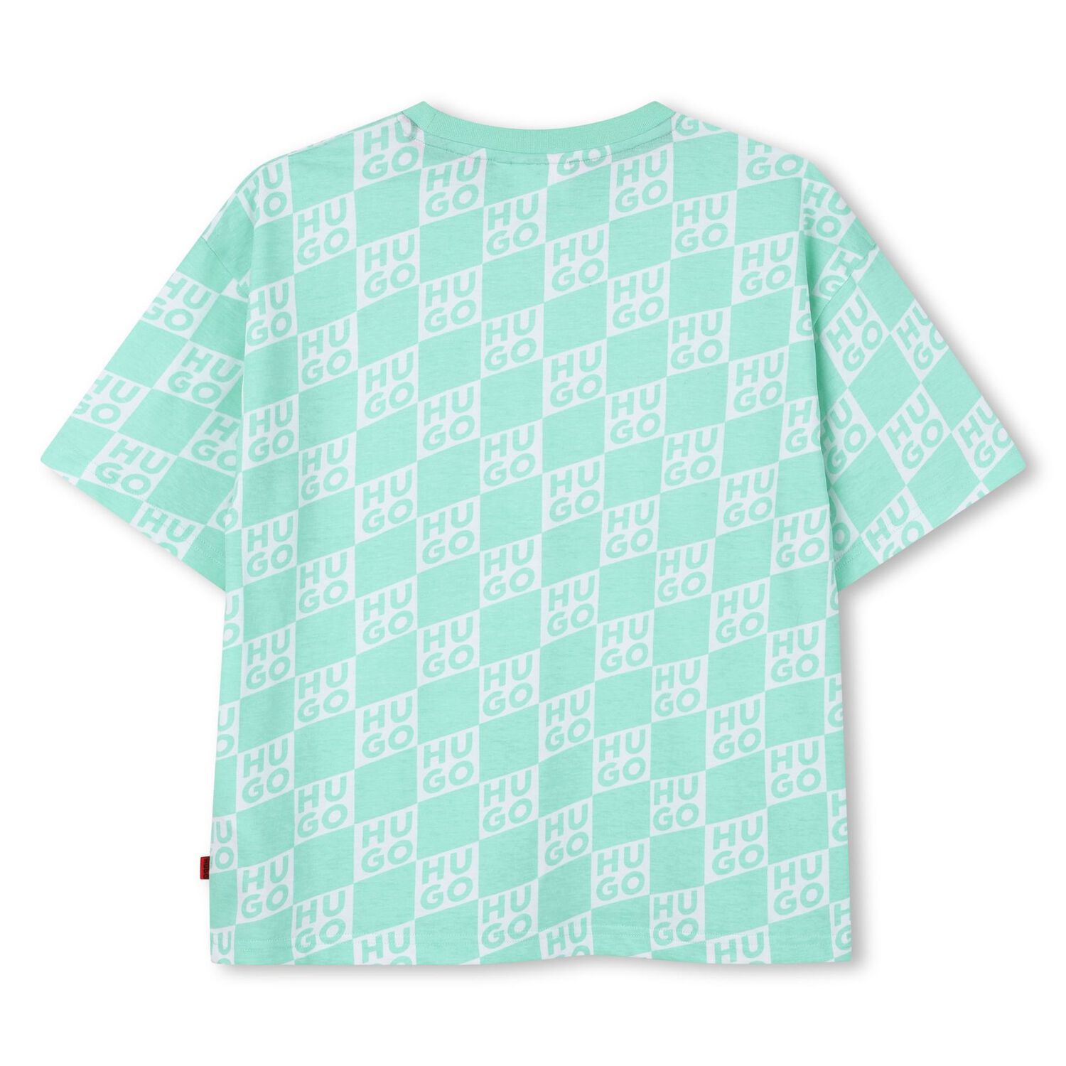 Boys Aqua & White Check Logo T-Shirt, 2, hi-res