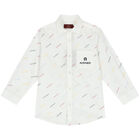 Boys White Logo Shirt, 1, hi-res