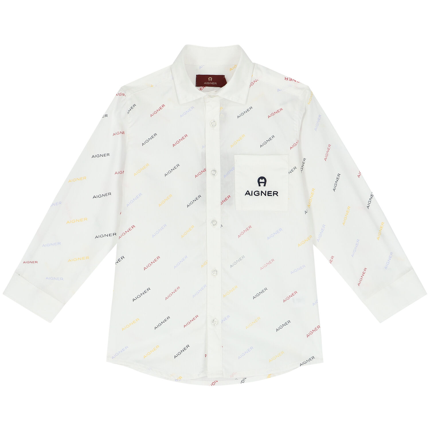 Boys White Logo Shirt, 1, hi-res