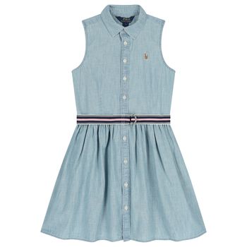 Girls Blue Logo Sleeveless Dress
