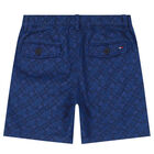 Boys Navy Blue Logo Shorts, 1, hi-res