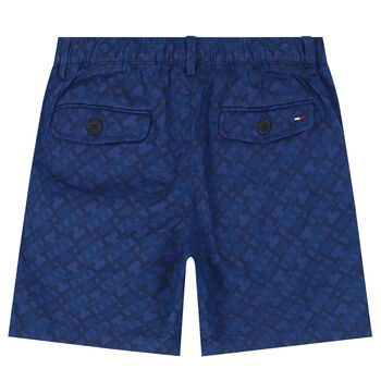 Boys Navy Blue Logo Shorts