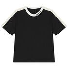 Boys Black & Ivory Tape Cotton Jersey T-Shirt, 1, hi-res