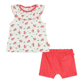 Baby Girls Ivory & Red Ladybug Shorts Set
