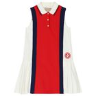 Girls White & Red Polo Dress, 1, hi-res