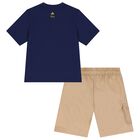 Boys Blue & Beige Disney Shorts Set, 1, hi-res
