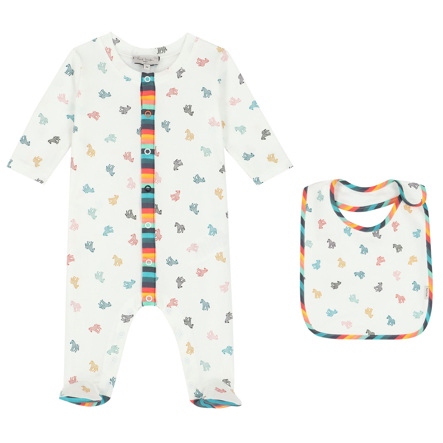 Baby Boys White Logo Babygrow Set, 1, hi-res