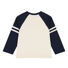 Younger Boys Ivory & Navy Blue Fox Long Sleeve Top, 1, hi-res