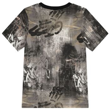 Boys Beige & Grey Logo T-Shirt