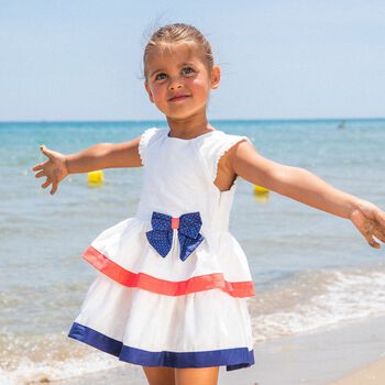 Girls White Bow Dress