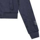 Girls Navy Blue Embellished Logo Hooded Zip Up Top, 1, hi-res