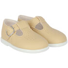 Baby Boys Beige Leather Shoes, 3, hi-res