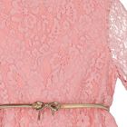 Girls Pink Floral Lace Dress, 1, hi-res
