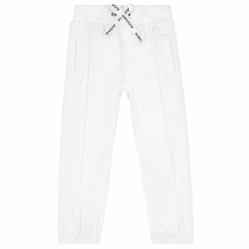 Younger Boys White Logo Joggers