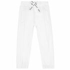 Younger Boys White Logo Joggers, 1, hi-res