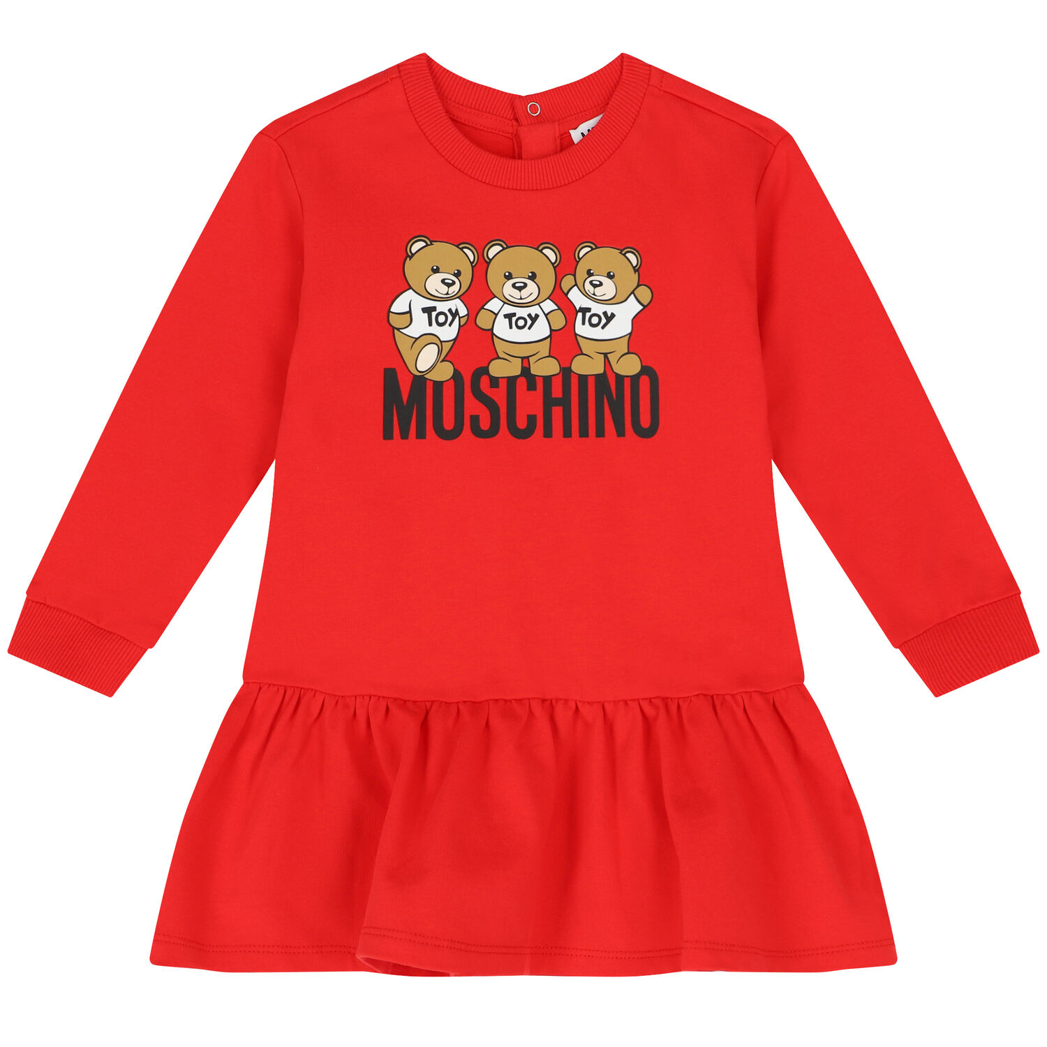 Younger Girls Red Teddy Bear Logo Dress, 1, hi-res