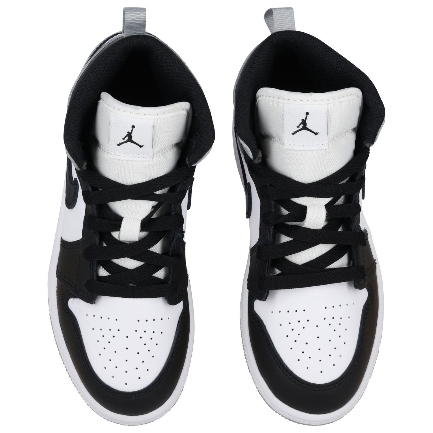 Black, Grey & White Air Jordan 1 Mid Trainers, 2, hi-res