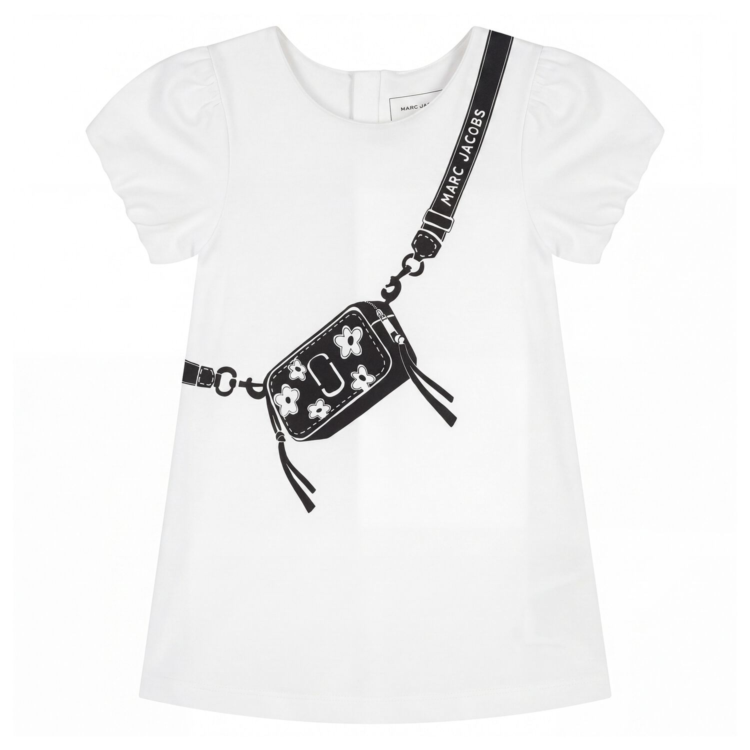 Younger Girls White Bag Dress, 2, hi-res