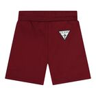 Baby Boys White & Burgundy Logo Shorts Set, 2, hi-res