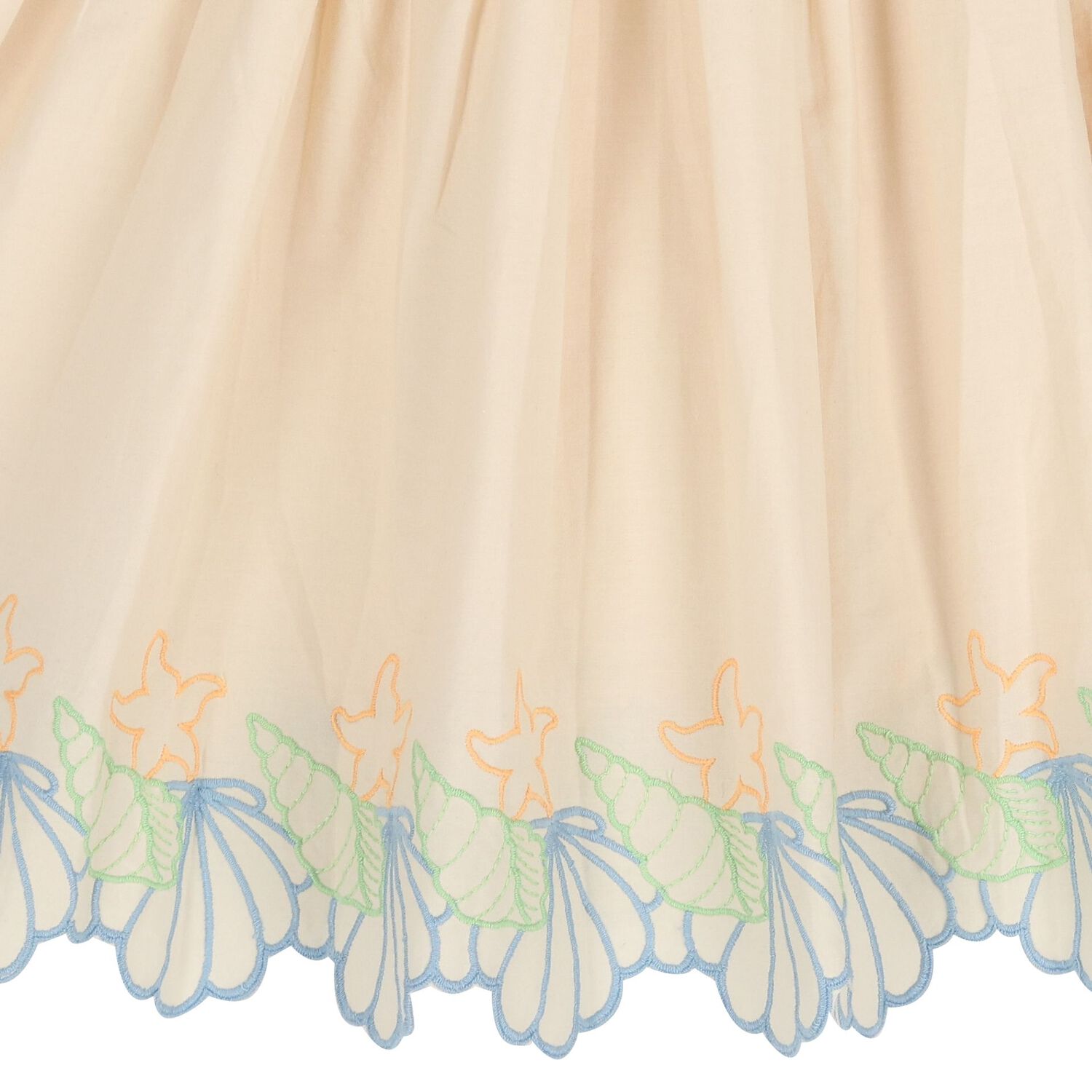 Girls Beige Shell Ruffle Dress, 1, hi-res