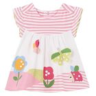 Baby Girls White & Pink Floral Dress, 1, hi-res