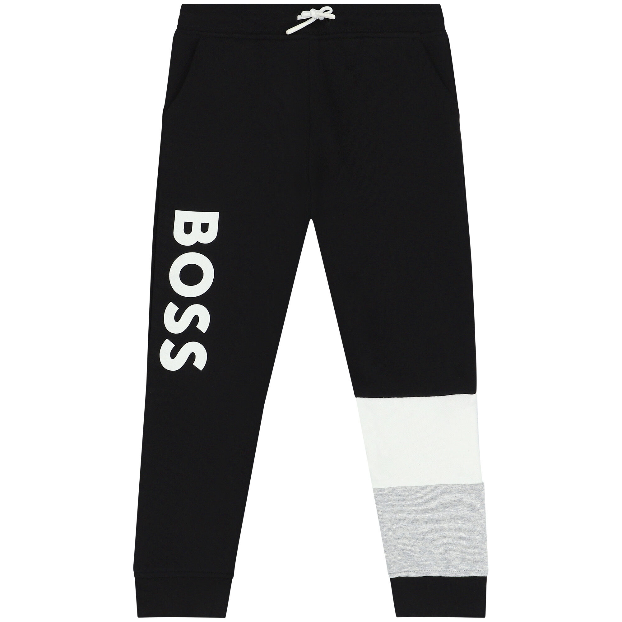 BOSS Boys Black Logo Joggers Junior Couture UK