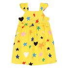 Younger Girls Yellow Cotton Star Print Dress Set, 1, hi-res