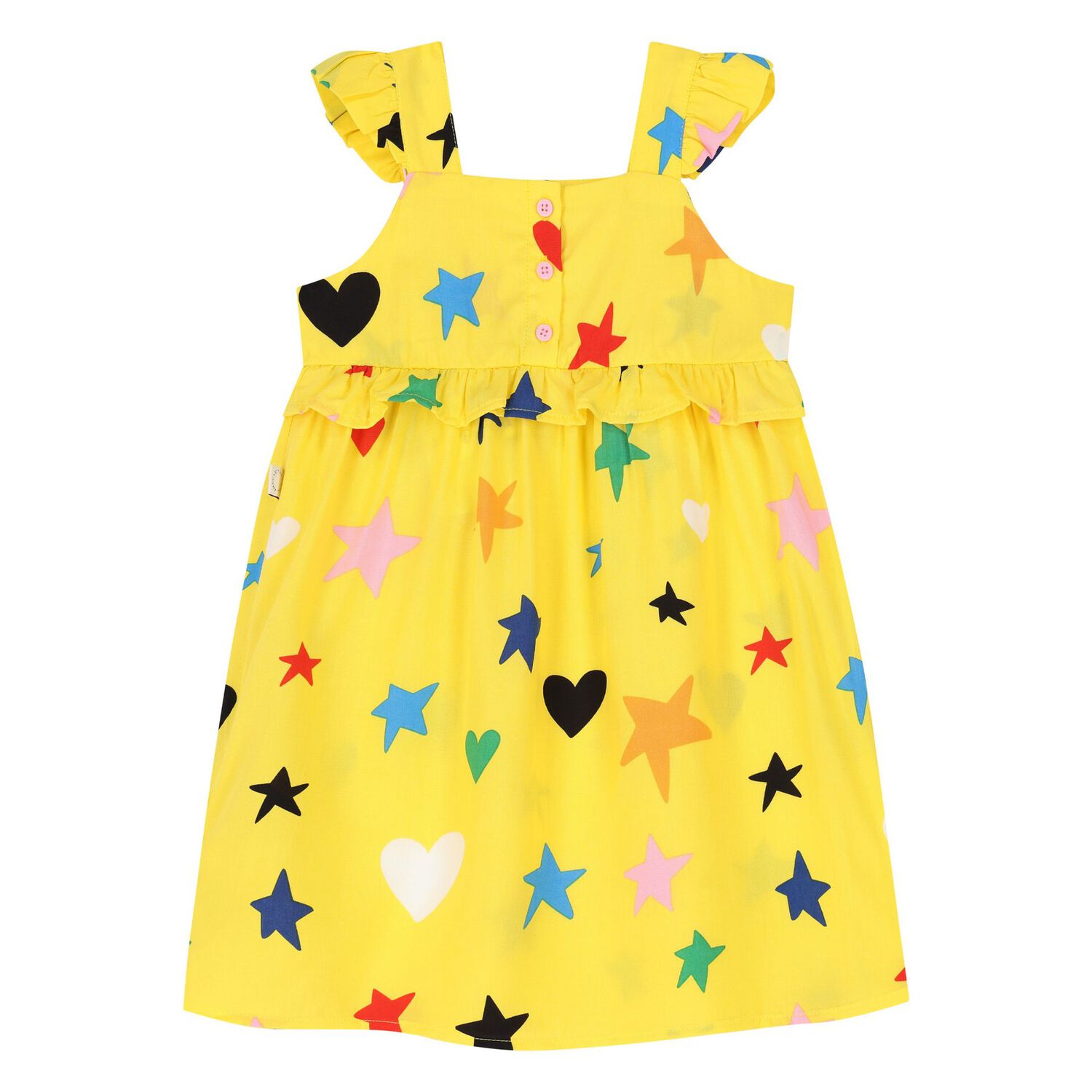 Younger Girls Yellow Cotton Star Print Dress Set, 1, hi-res