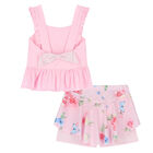 Girls Pink Floral Shorts Set, 1, hi-res