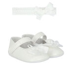 Baby Girls White Shoes & Headband Set, 2, hi-res