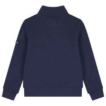 Boys Navy Blue Logo Zip Up Top