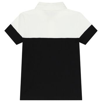 Boys White & Black Logo Polo Shirt