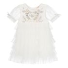 Baby Girls White Embellished Tulle Dress Set, 1, hi-res