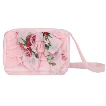 Girls Pink Chiffon Floral Handbag