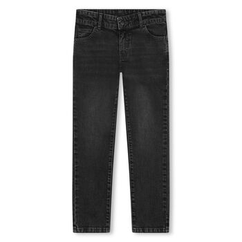 Boys Dark Grey Logo Denim Jeans