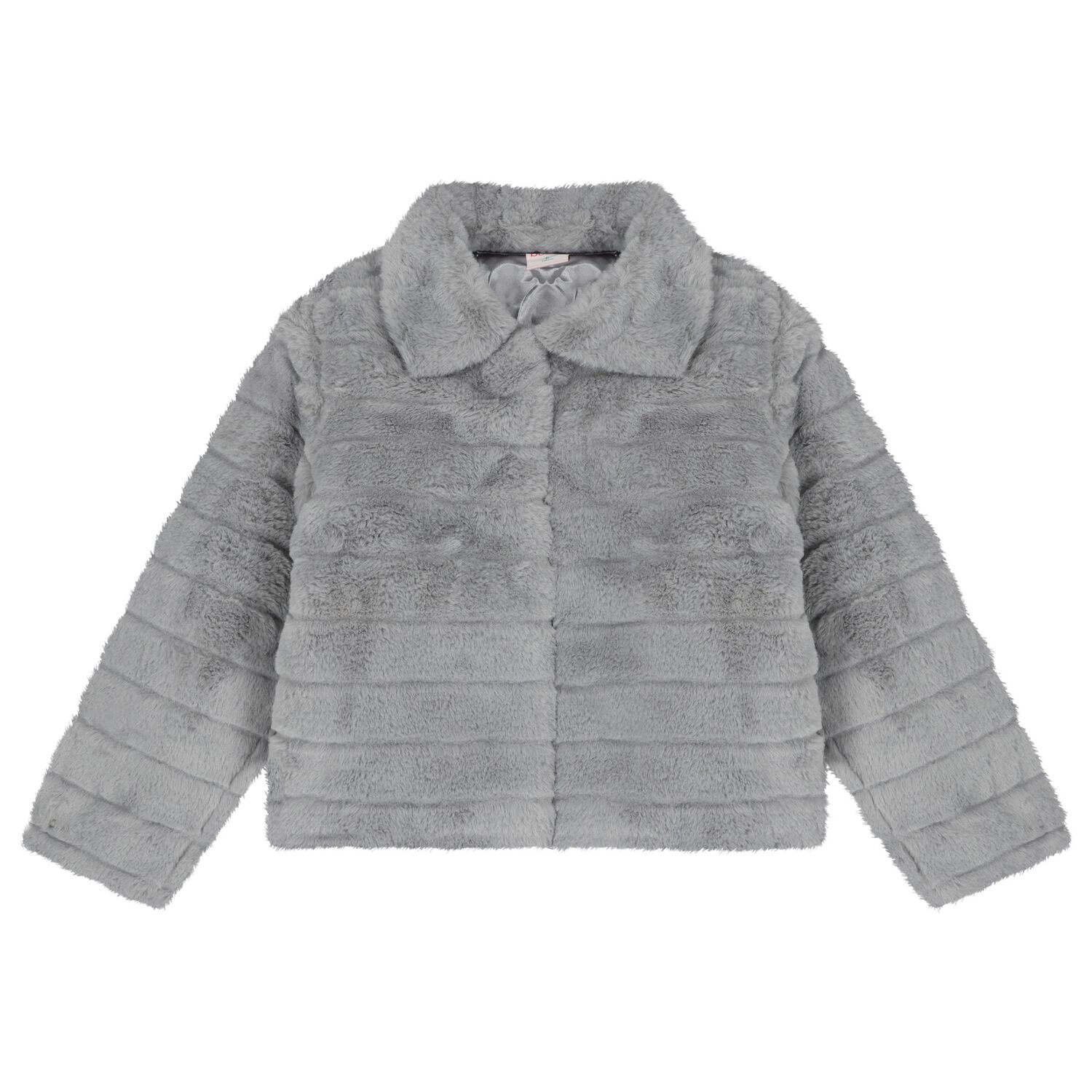 Girls Grey Faux Fur Jacket, 1, hi-res