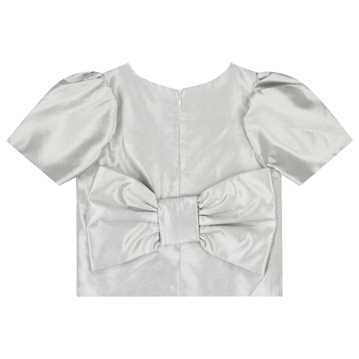 Girls Silver Metallic Bow Skirt Set, 1, hi-res