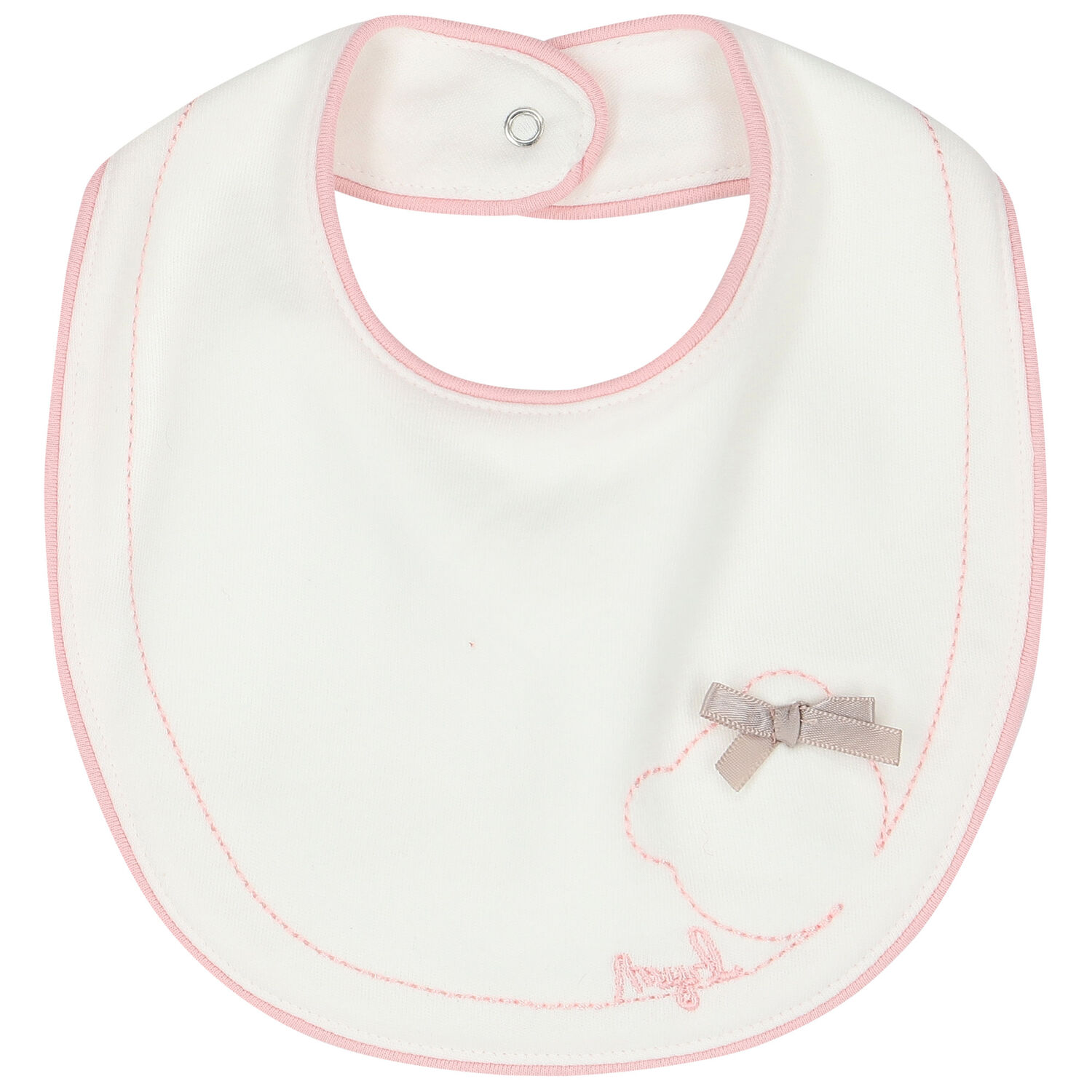 Baby Girls Pink & Ivory Bib ( 2-Pack ), 1, hi-res