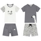Baby Boys White & Grey Shorts Set, 1, hi-res