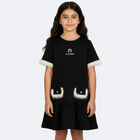 Girls Black & Ivory Logo Dress, 2, hi-res