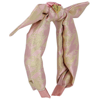 Girls Pink & Gold Bow Headband